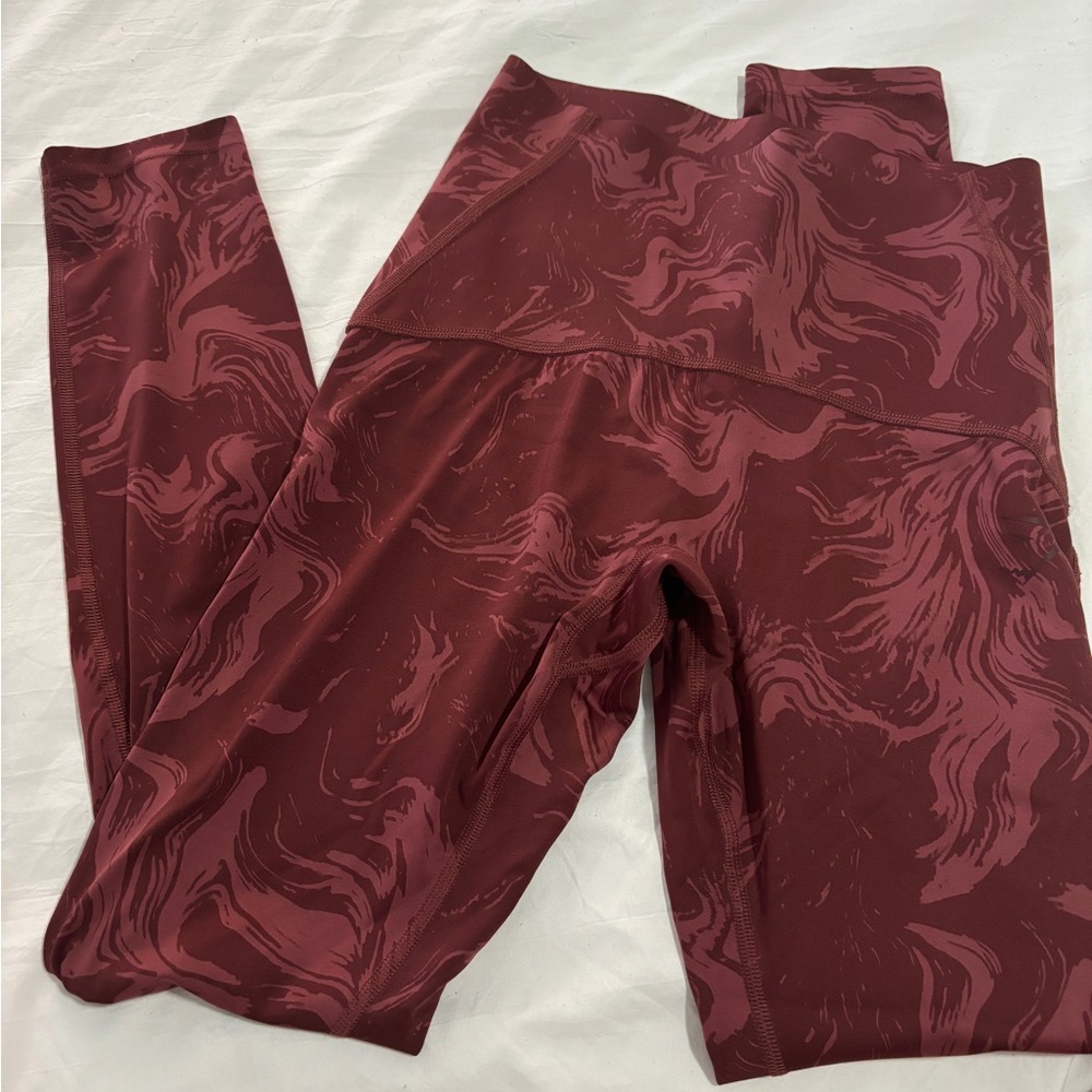 Gym shark waist support leggings cherry brown print